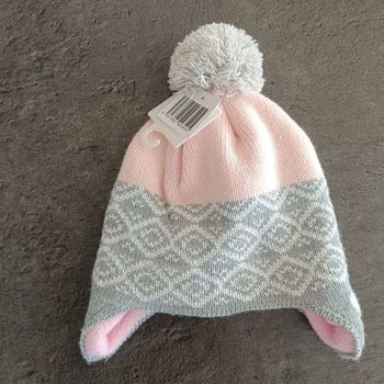 Bonnet Neuf rose et gris