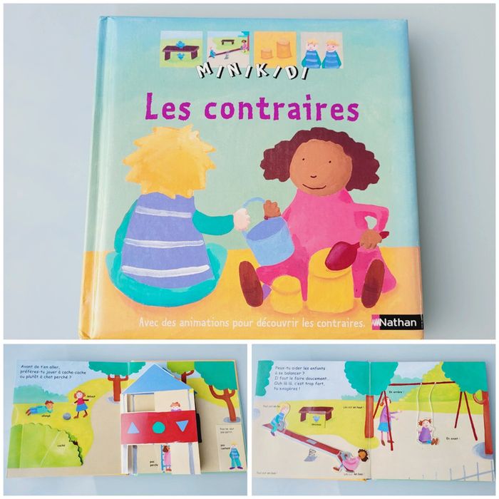Livre animé de flaps, tirettes.. Minikidi : Les Contraires