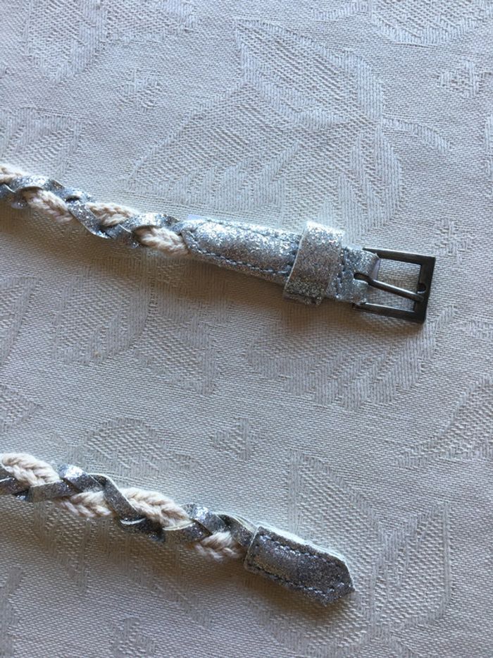 Jolie ceinture  longueur 80 cm rose/ argenté