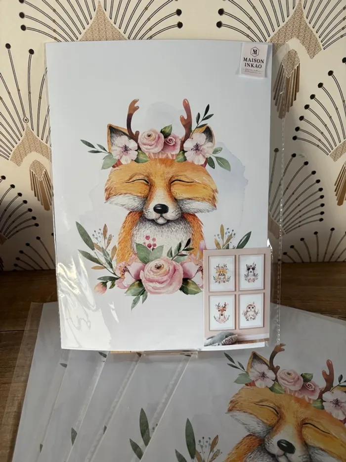 Affiches “Animaux fleuris” pour chambre enfants