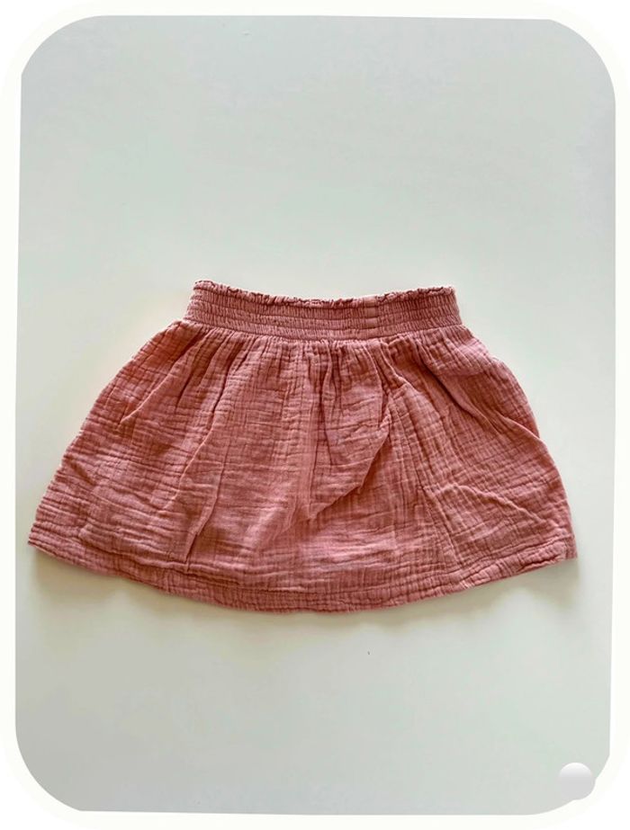 H&M Jupe en gaz de coton rose foncé , Taille 2/3 ans