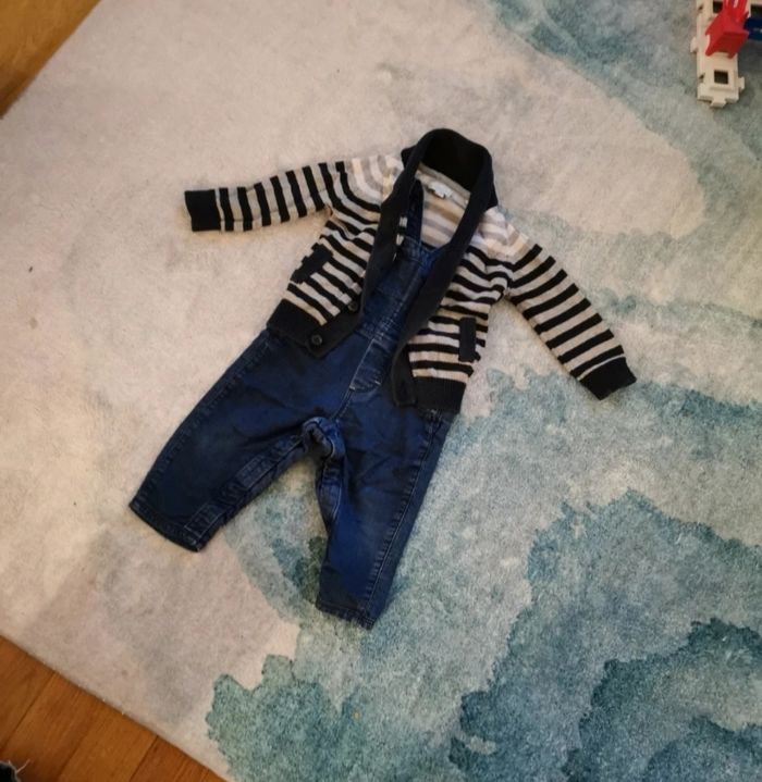 Ensemble salopette et gilet 12 mois