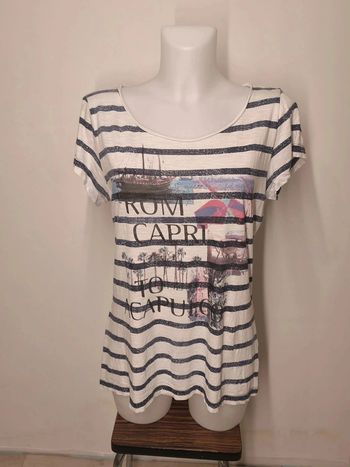 T-shirt S.Oliver Femme Taille 40 Blanc motifs