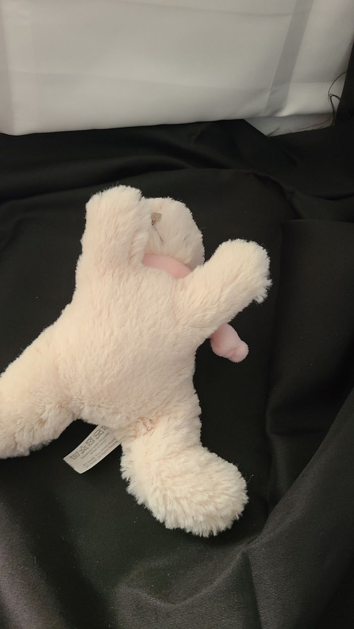 JACADI DOUDOU LAPIN BONBON ALLONGE BLANC ROSE - photo numéro 3