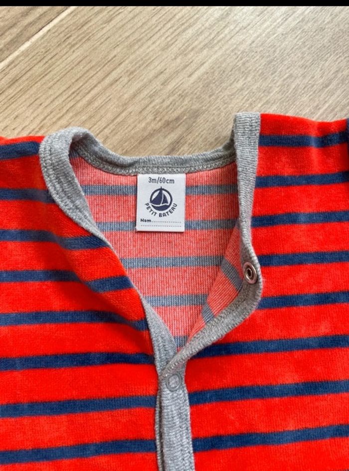 Pyjama 1 pièce velour 3 mois petit bateau (60 cm) - photo numéro 3