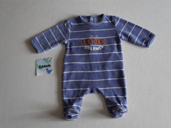 Lot n°3 de 3 Pyjamas velours brodés fantaisies Kiabi Taille : 1 mois - photo numéro 2