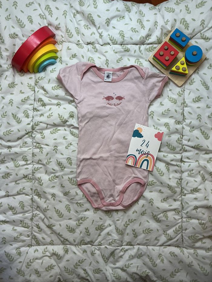 body manches courtes rose 24 mois petit bateau