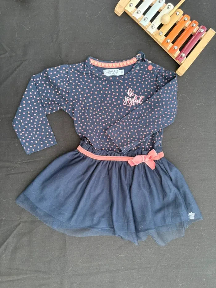 Robe Dirkje bleu et rose