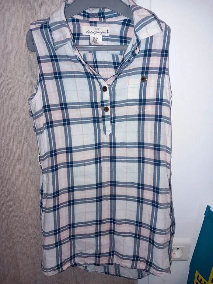 Jolie chemise tunique à carreaux 7-8ans