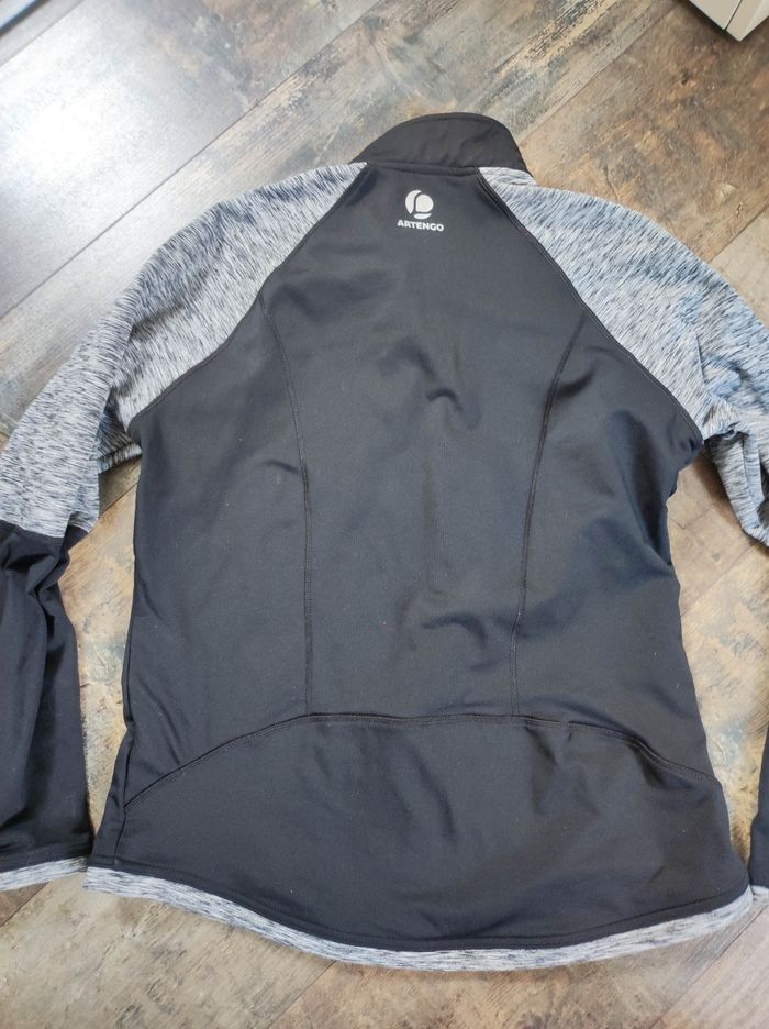 Veste de sport zippé noir et gris artengo 12 ans - photo numéro 2