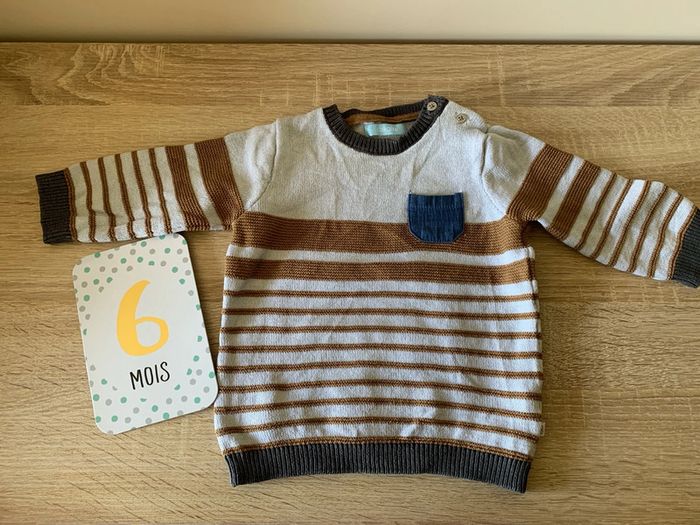 Pull à rayures marron bébé garçon