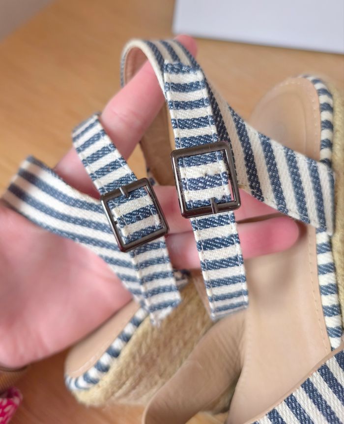 🌺 Sandales compensées - Marine/Écru - Tissaìa - P41 🌺 - photo numéro 5