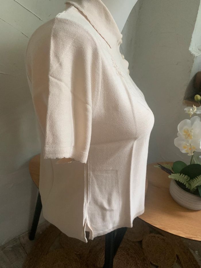 Pull vintage crème manches courtes taille 36-38 - photo numéro 4