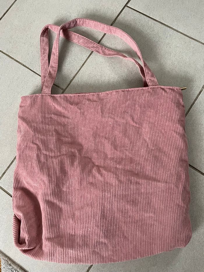 Sac Tote bag côtelé rose - Neuf