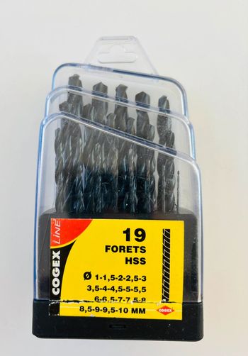 Lots de 19 forêts HSS - métaux - Cogex Neuf
