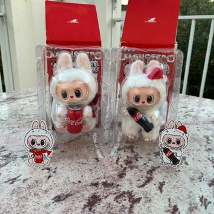 Lot de 2 Pop Mart Labubu The Monsters - Coca Cola Happy Factor + Surprise Shake Original Authentique