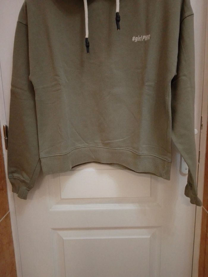 Sweat à capuche vert olive "girl PWR" T.S/36- Fashion Prívate Company - photo numéro 12