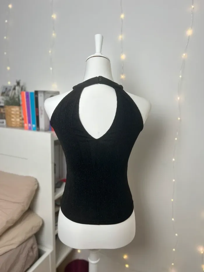 top soirée noir à paillettes Jennyfer décolleté – taille XS - photo numéro 3