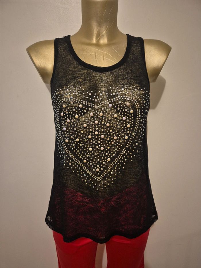 Debardeur noir strass taille m - photo numéro 2