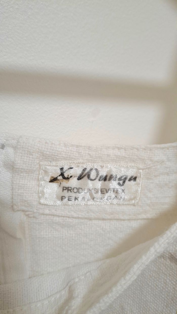 Robe florale en lin, avec cercles en bois décoratifs aux bretelles (Taille unique, voir mesures) - photo numéro 5