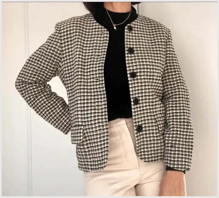 Veste Gérard Darel à carreaux noirs et blancs - taille 38 - très bon état