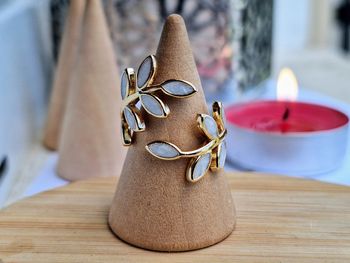 Bague Ouverte réglable en feuille Doré minimaliste, feuille en nacre blanche, feuille de Dainty