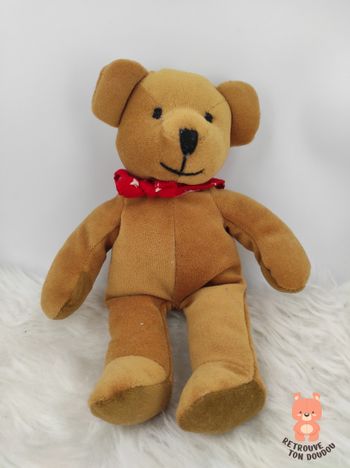 Doudou Ours Beige Bandana Rouge Sunkid