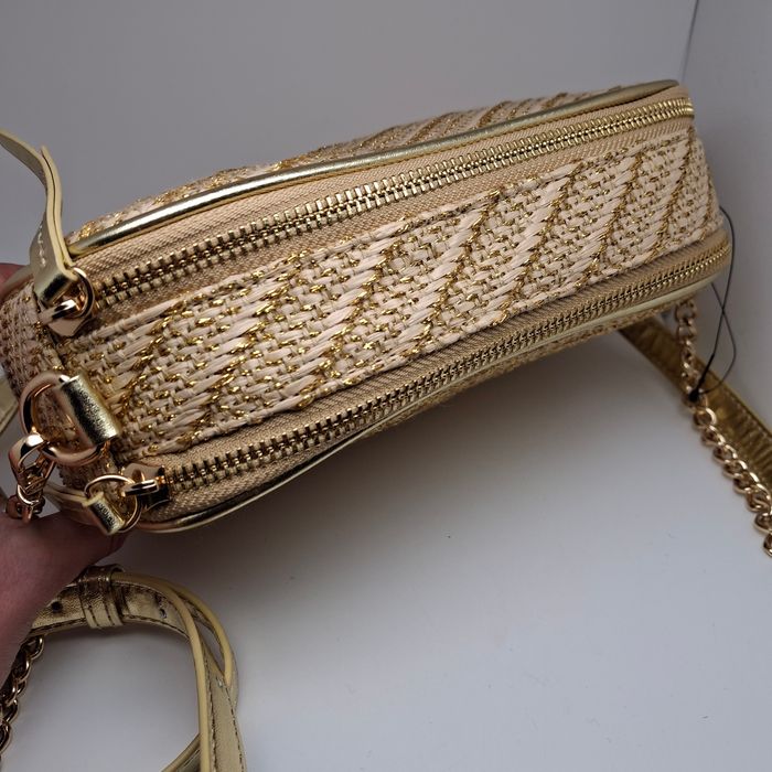 Petit Sac en Bandoulière / Pochette Ajustable Neuf Beige / Doré Neuf - photo numéro 4