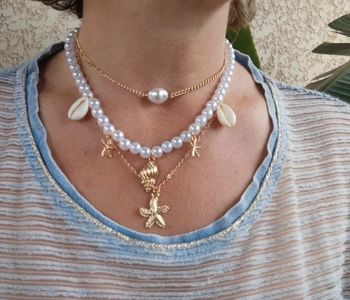 A47 Collier triple coquillage tendance été