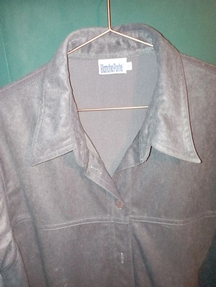 Veste chemise suédine gris foncé - photo numéro 2