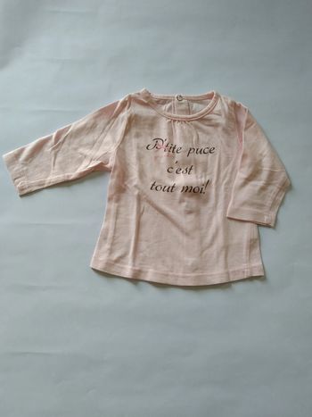 tee shirt manches longues rose pâle Kimbaloo fille 3 mois