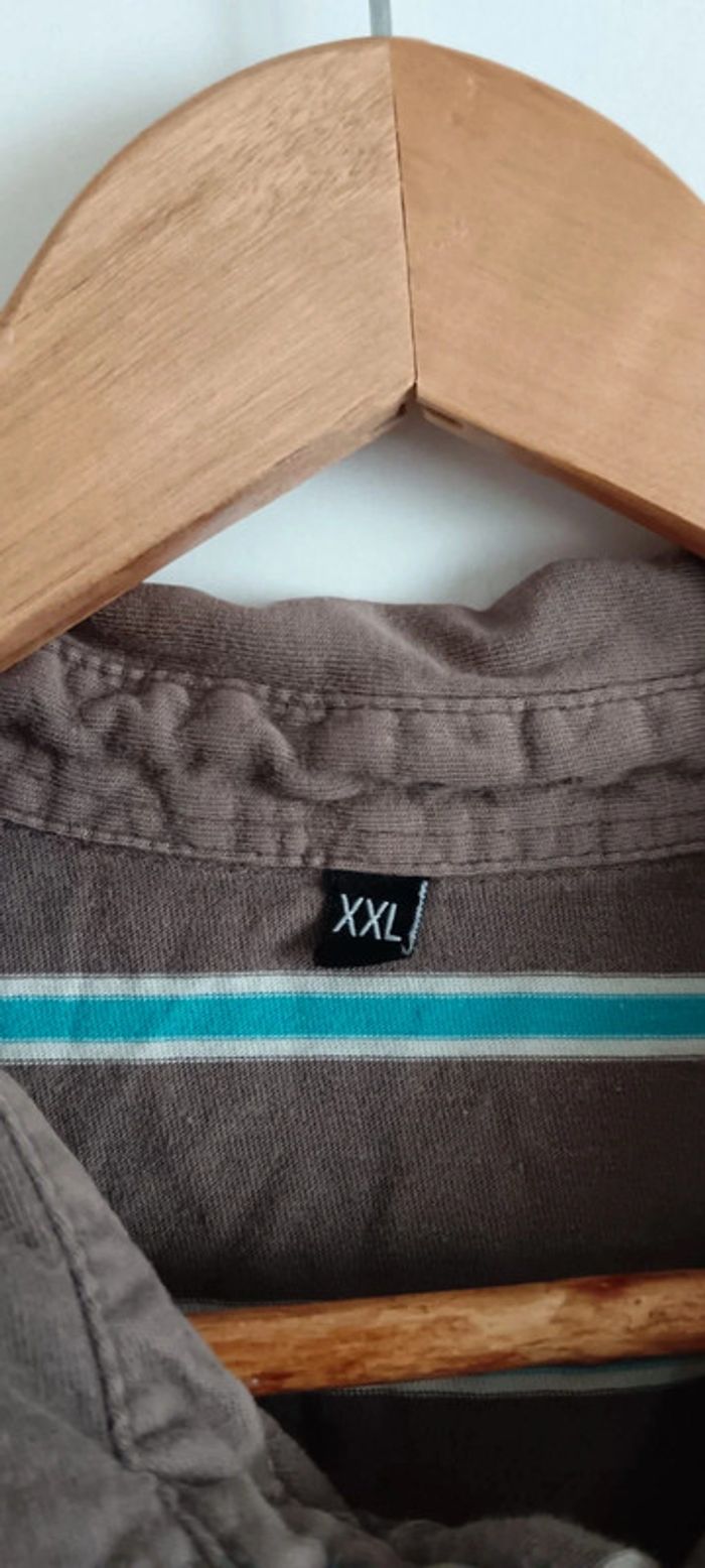 Polo rayé horizontal marron et turquoise - photo numéro 2