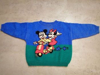 pull Mickey multicolore 4/6 ans tricoté main Phildar