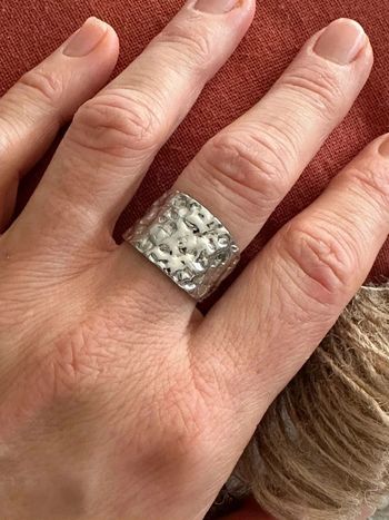 Bague argent acier manchette