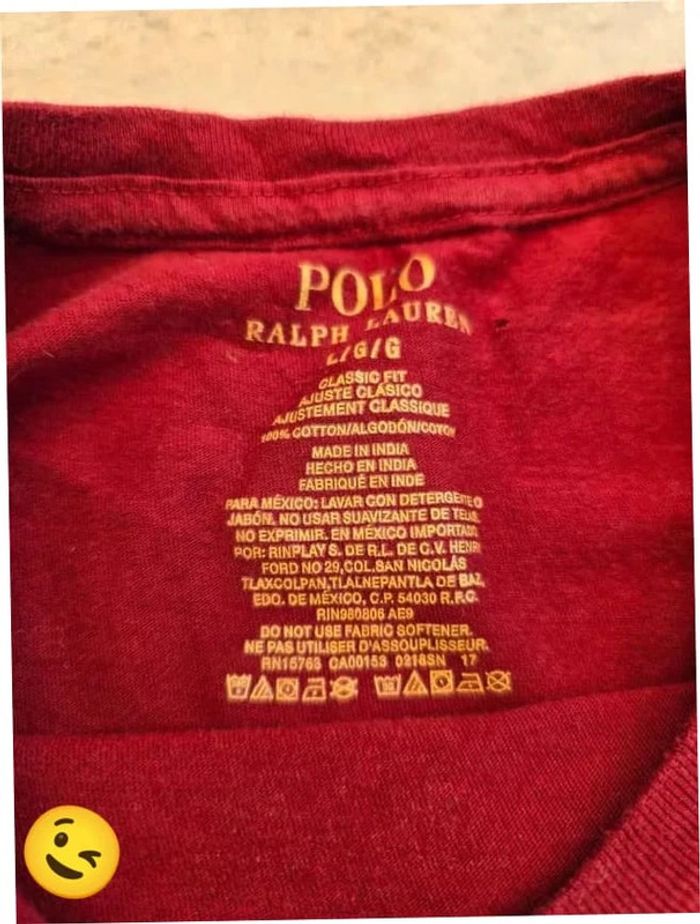 T-shirt Ralph Lauren L coupe col rond rouge Homme Men tee141 - photo numéro 3