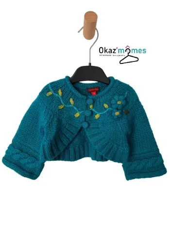 Gilet chaud (contient de la laine) bleu canard - Catimini 6 mois (67cm)