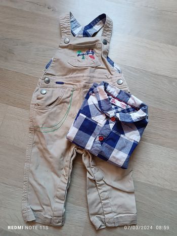 Salopette + chemise manches longues