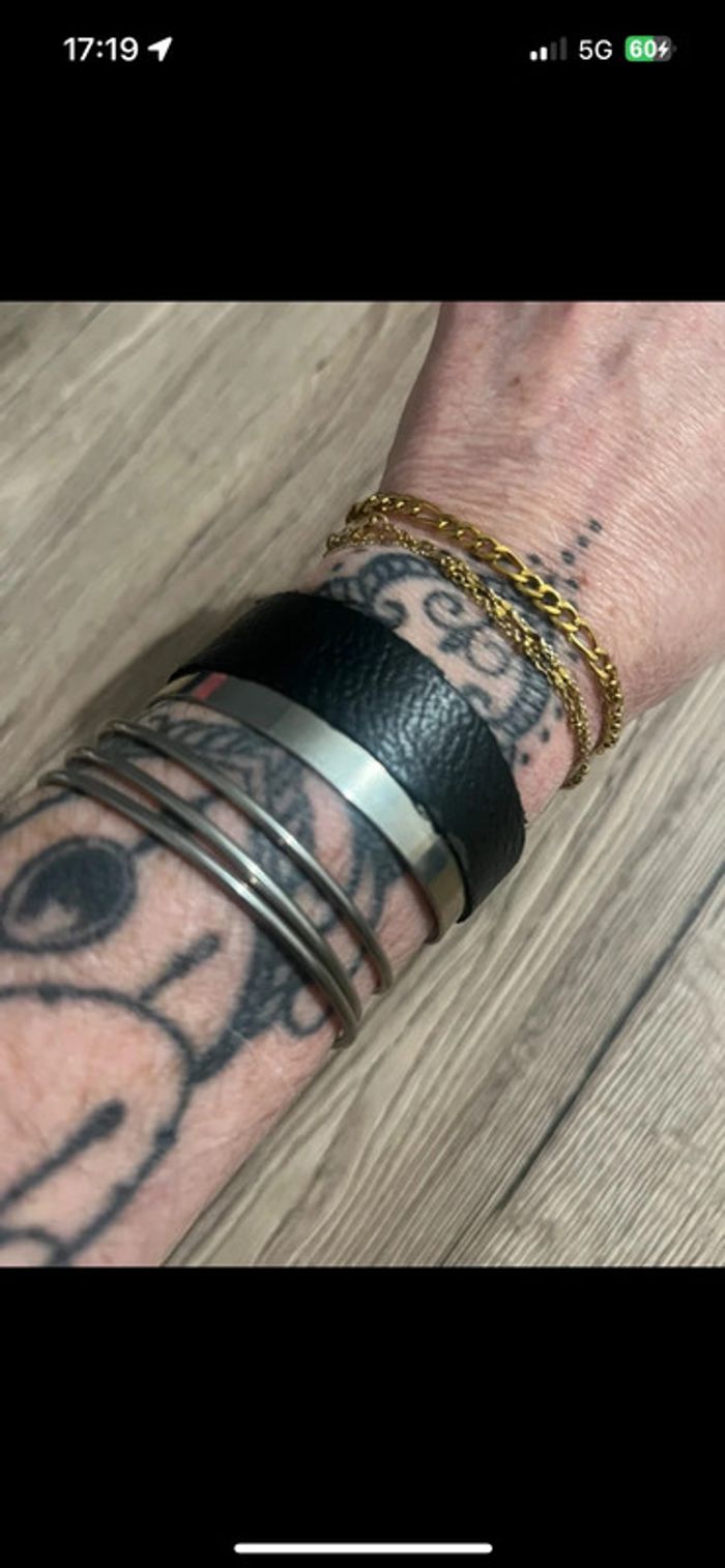 Lot de 3 bracelets manchettes argentés réglables - photo numéro 10