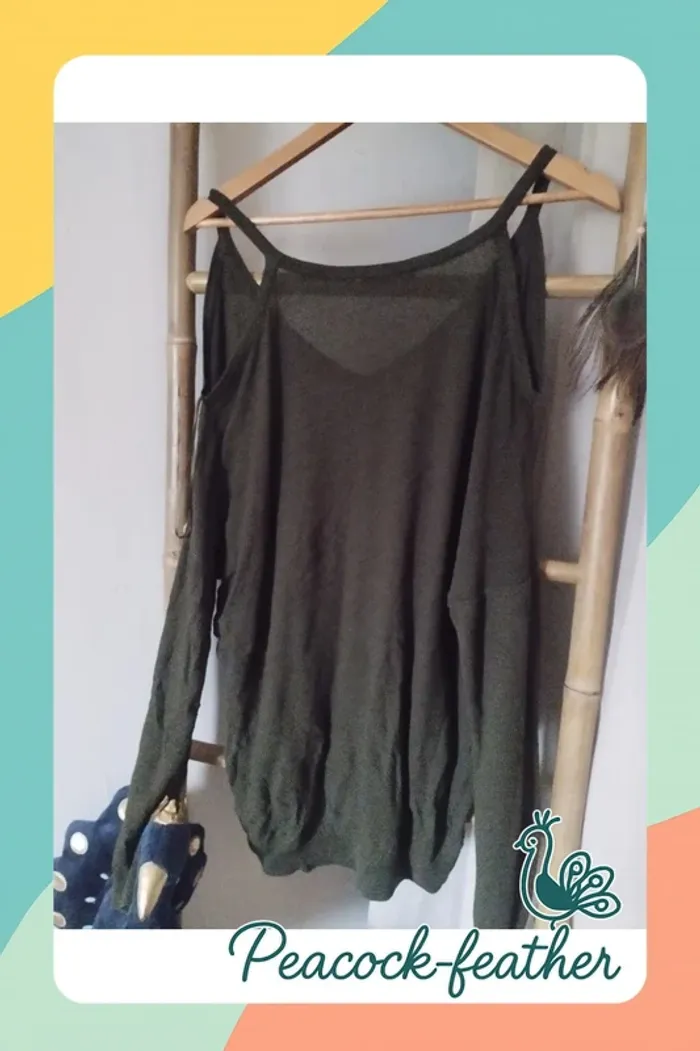 Pull épaules dénudées kaki camaïeu 42 - photo numéro 2