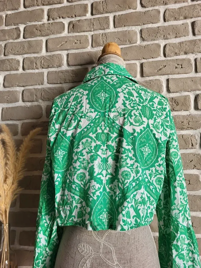 Chemise courte imprimé bohème vert Zara - photo numéro 10