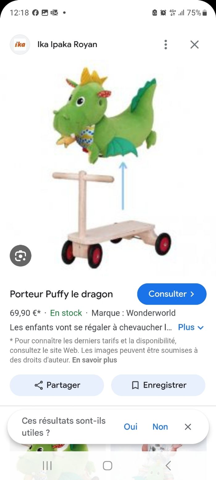 Dragon fuffy trotteur en bois soft wood - photo numéro 9