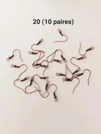 Lot de 20 crochets pour boucles d'oreilles cuivre