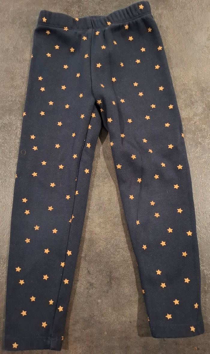 Legging fille bleu marine étoiles dorées