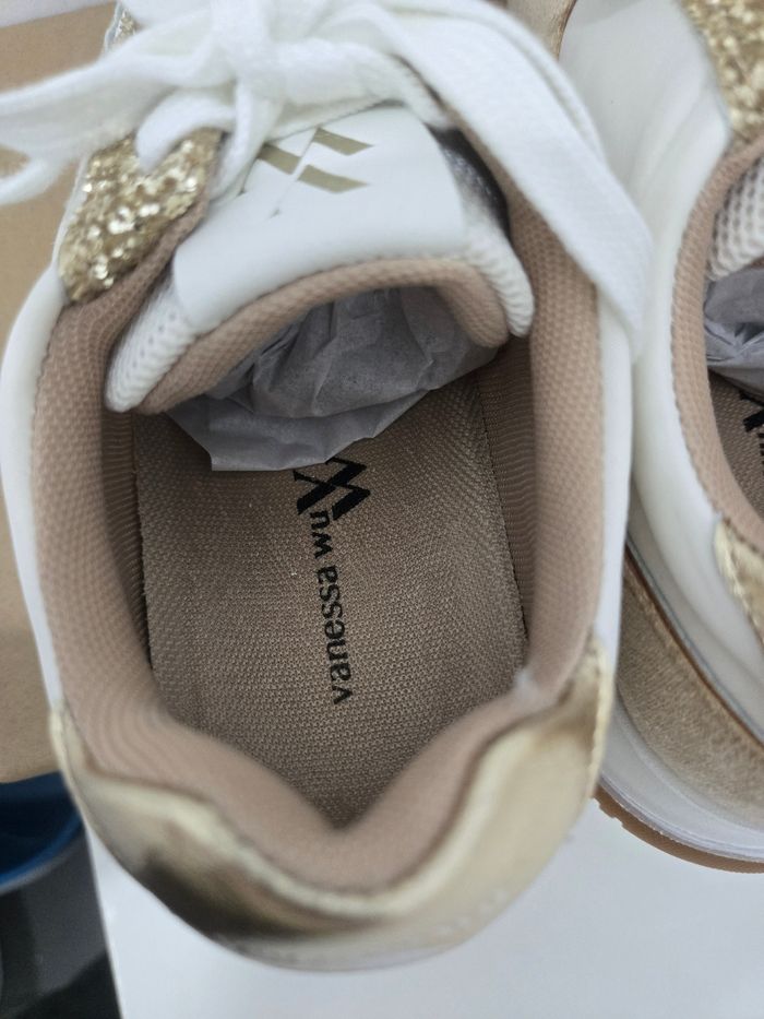 Basket Vanessa WU taille 36 neuves authentiques modele paola blanc beige doré - photo numéro 5