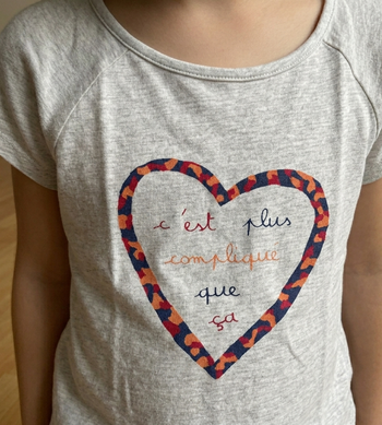 T‑shirt fille gris chiné motif cœur DPAM – 6 ans (116 cm)