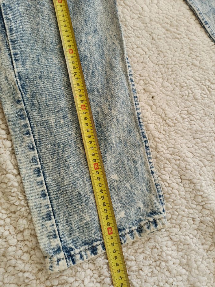 Jean vintage Brittania USA taille haute coupe droite bleu clair délavé années 90 - photo numéro 3