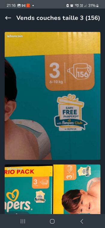 Couches Pampers taille 3
