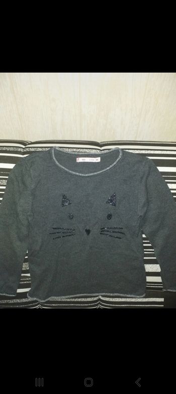 Pull gris imprimé chat/ Gémo
