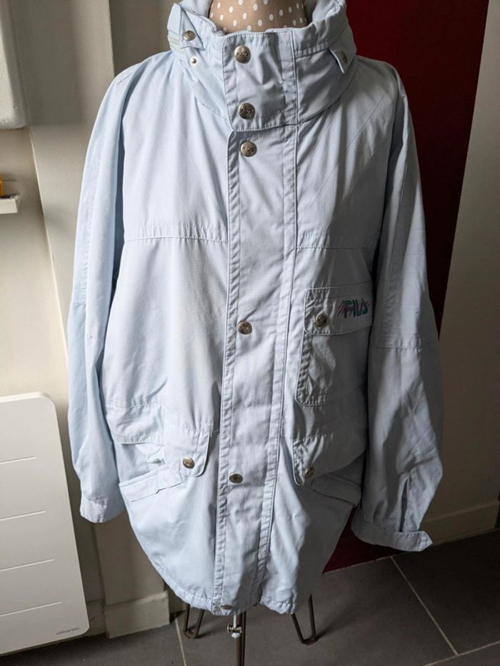 Parka manteau capuche vintage fila bleu clair oversize XXL (ou taille 4) - photo numéro 10