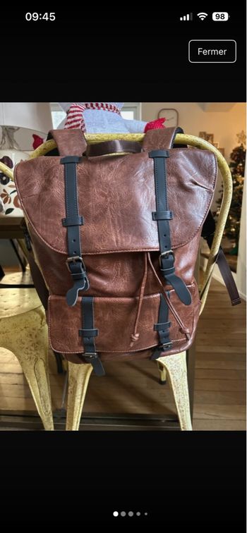 Sac à dos simili cuir marron et noir